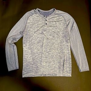 LuluLemon Men’s athletic long sleeve Henley (blue heather)